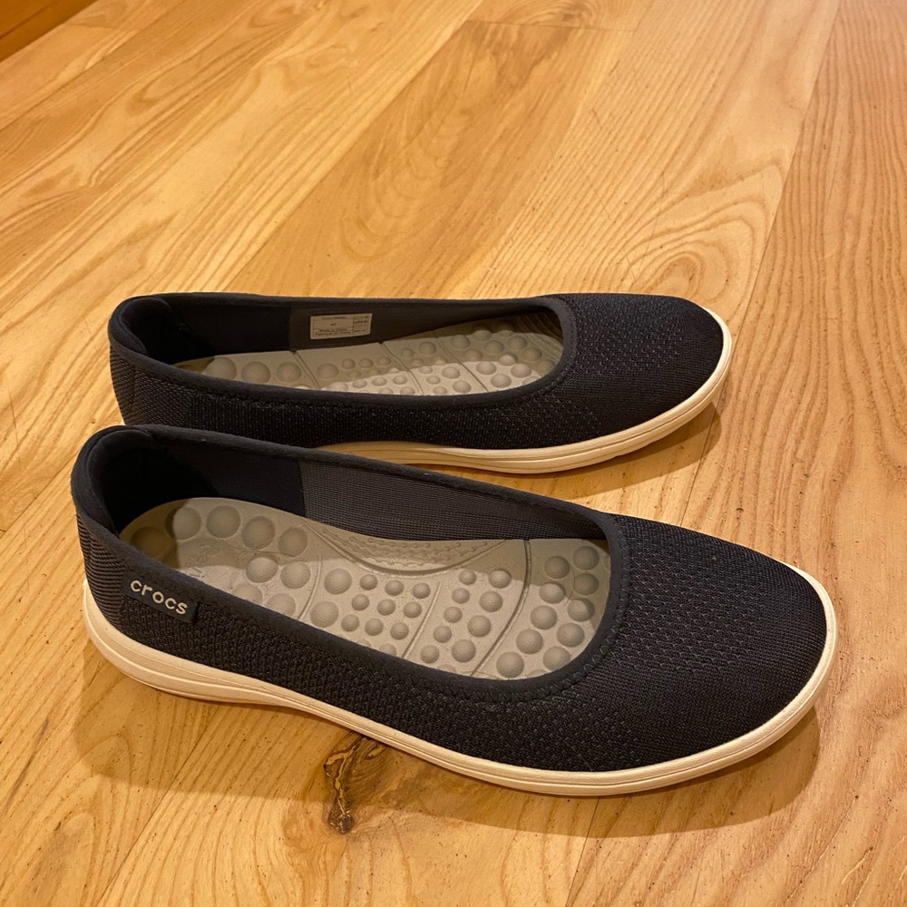 Navy Crocs Reviva Slip On Comfort Flats